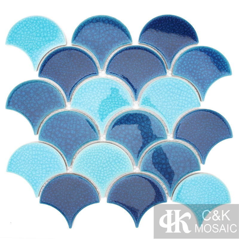 New Blue Mixed Fan-shape Ceramic Mosaic Tile for Wall 8391ALTC005