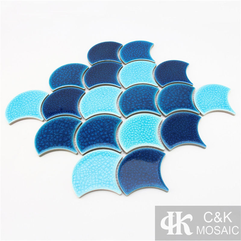 New Blue Mixed Fan-shape Ceramic Mosaic Tile for Wall 8391ALTC005