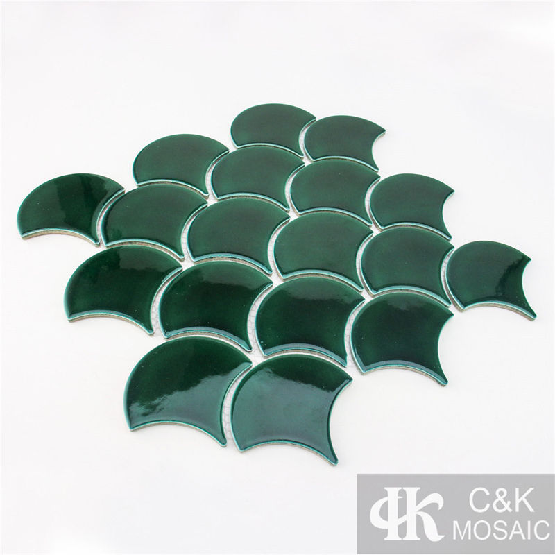 New Green Fan-shape Ceramic Mosaic Tile for Wall 8391ALTC006