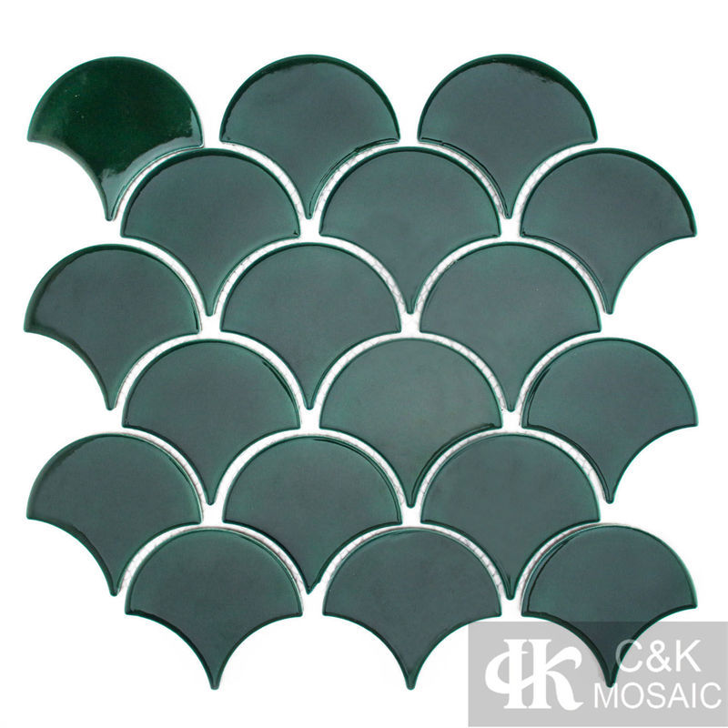 New Green Fan-shape Ceramic Mosaic Tile for Wall 8391ALTC006