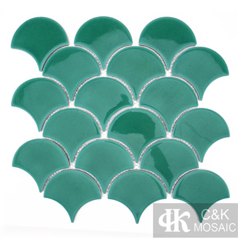 New Green Fan-shape Ceramic Mosaic Tile for Wall 8391ALTC007