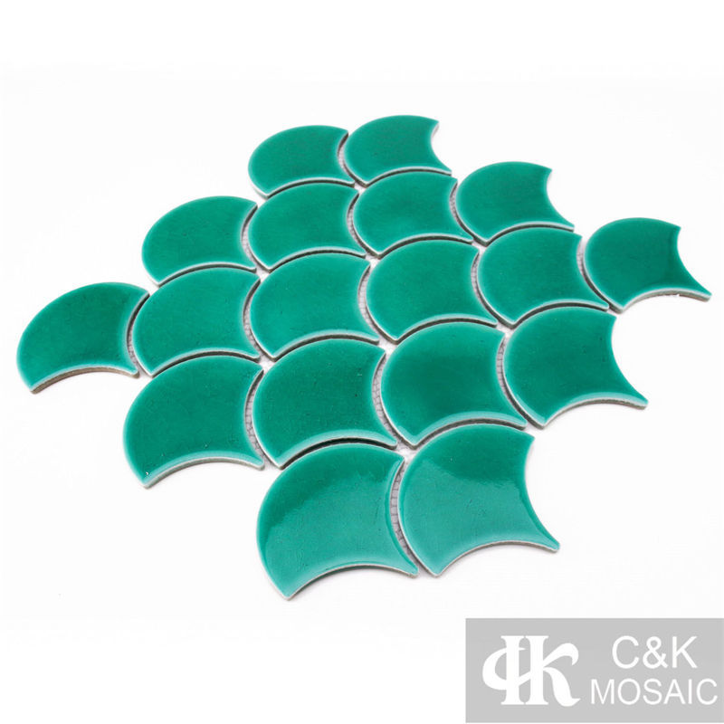 New Green Fan-shape Ceramic Mosaic Tile for Wall 8391ALTC007