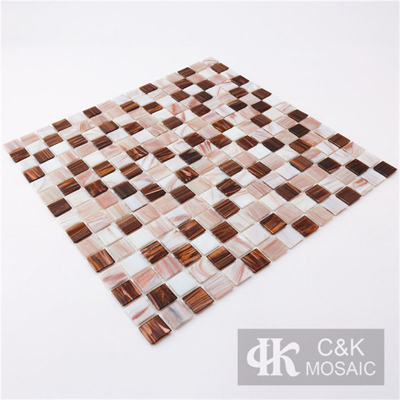 Hot Selling Brown Mixed Square Glass Mosaic Tile for Backsplash MGSM3001