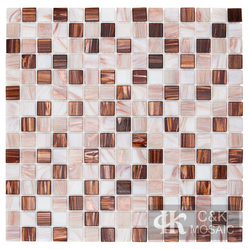 Hot Selling Brown Mixed Square Glass Mosaic Tile for Backsplash MGSM3001