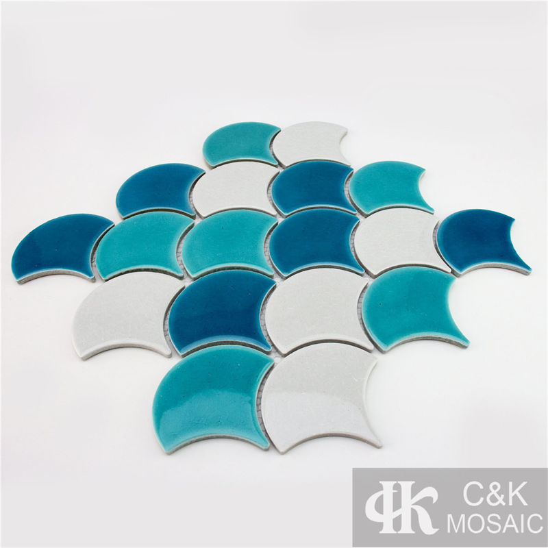 New Blue Mixed Fan-shape Ceramic Mosaic Tile for Wall 8391ALTC012