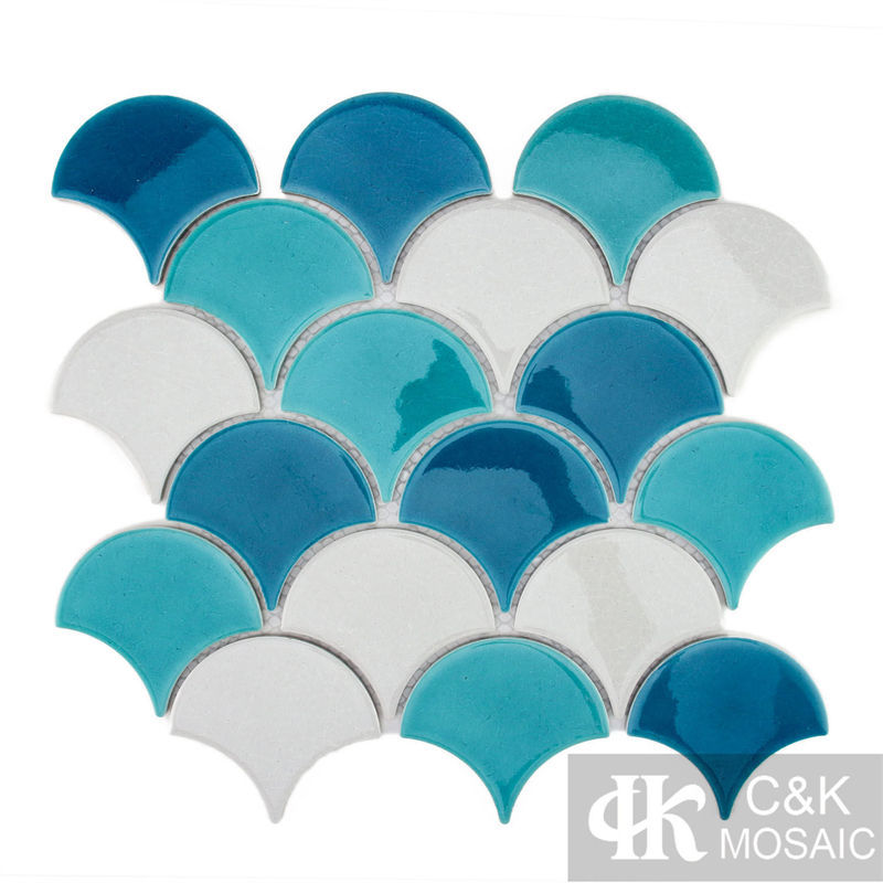 New Blue Mixed Fan-shape Ceramic Mosaic Tile for Wall 8391ALTC012