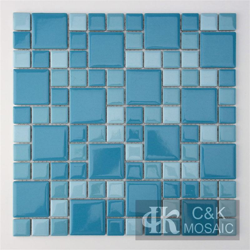 Hot Selling  Blue Mixed  Square Ceramic Mosaic Tile for Swimming Pool MTSG7004