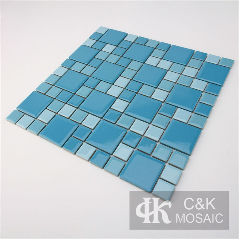 Hot Selling  Blue Mixed  Square Ceramic Mosaic Tile for Swimming Pool MTSG7004