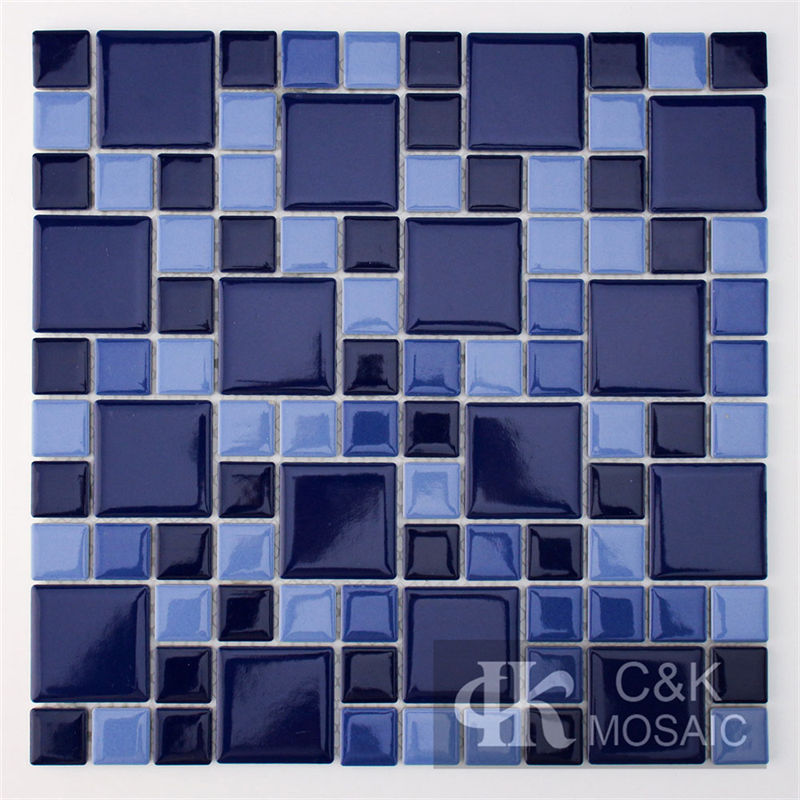 Hot Selling  Blue Mixed  Square Ceramic Mosaic Tile for Swimming Pool MTSG7005