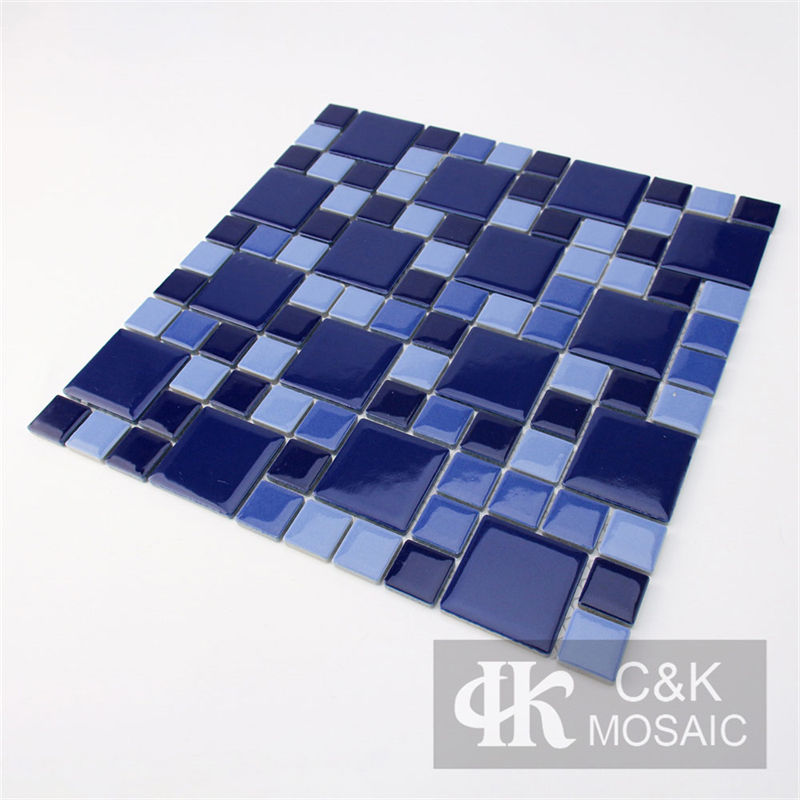 Hot Selling  Blue Mixed  Square Ceramic Mosaic Tile for Swimming Pool MTSG7005