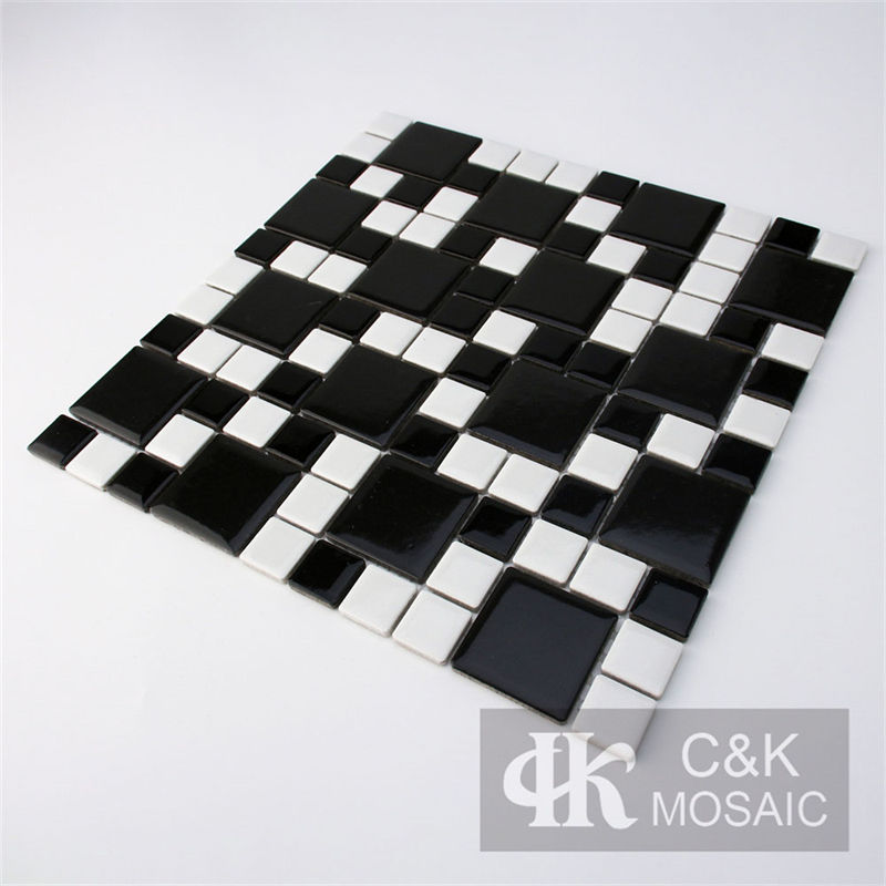 Hot Selling  White and Black Square Ceramic Mosaic Tile for Wall MTSG8001