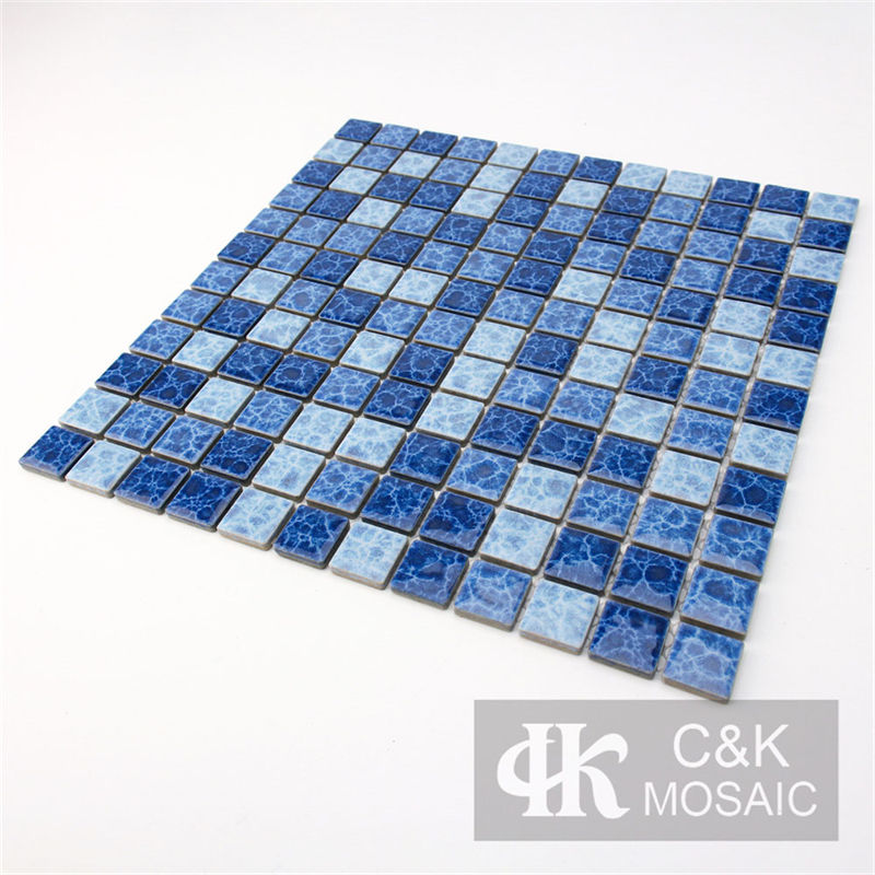 Colorful Blue Mixed Square Ceramic Mosaic Tile for Swimming Pool MTSY7001