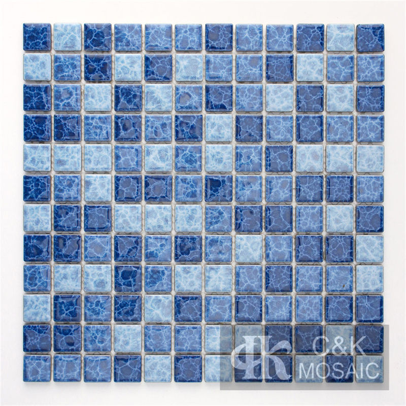 Colorful Blue Mixed Square Ceramic Mosaic Tile for Swimming Pool MTSY7001