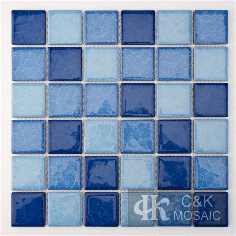 Colorful Blue Mixed Square Ceramic Mosaic Tile for Swimming Pool MTSY7003