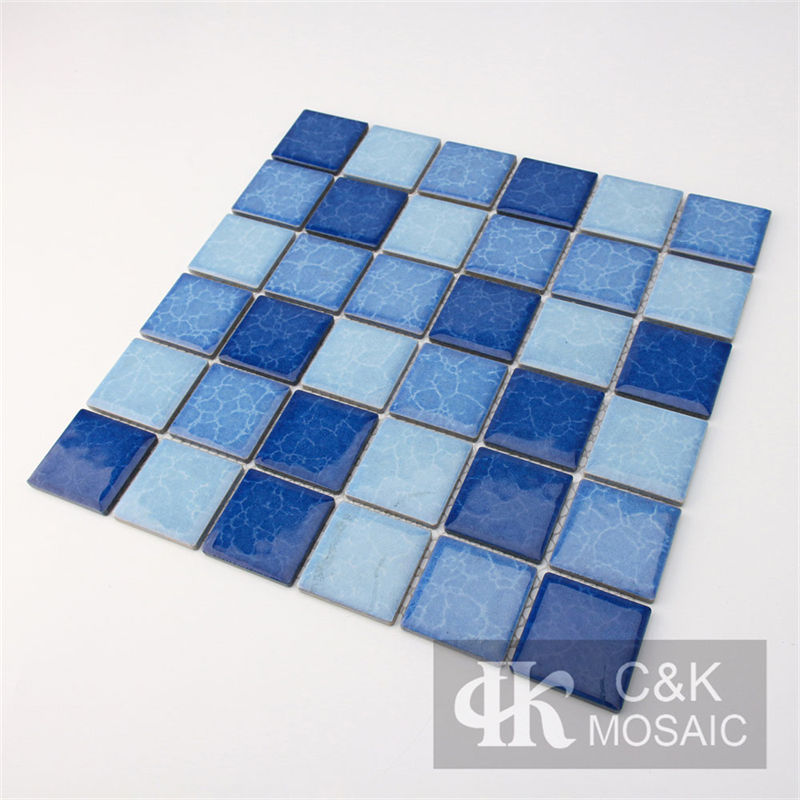 Colorful Blue Mixed Square Ceramic Mosaic Tile for Swimming Pool MTSY7003