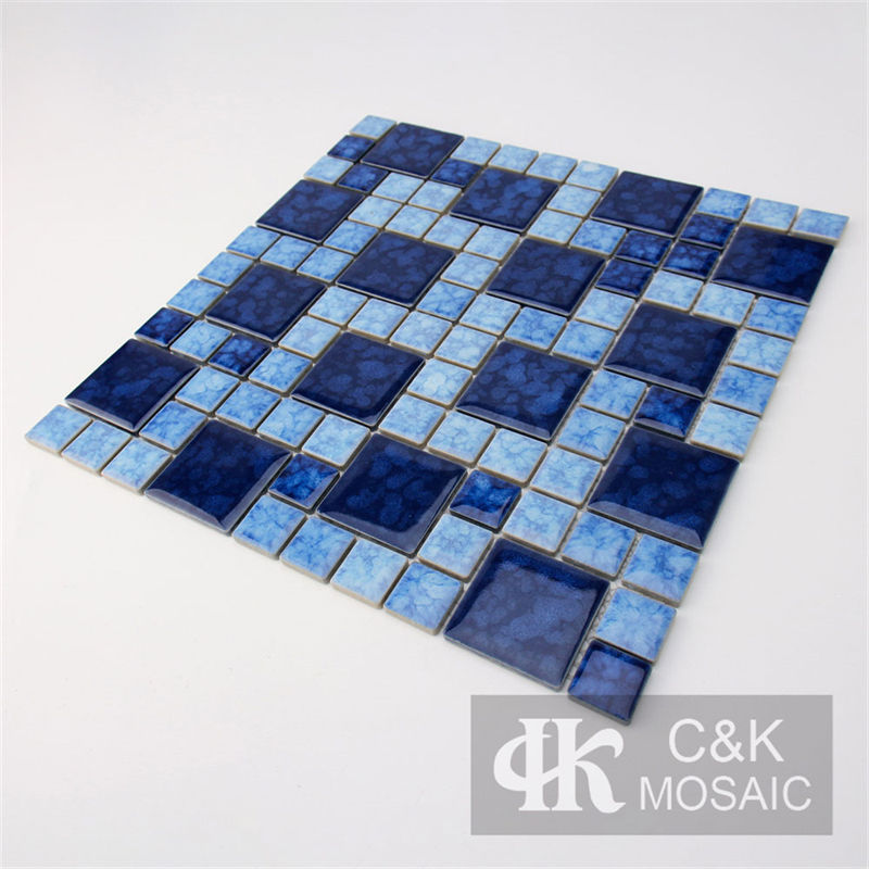 Colorful Blue Mixed Square Ceramic Mosaic Tile for Pool MTSY7006