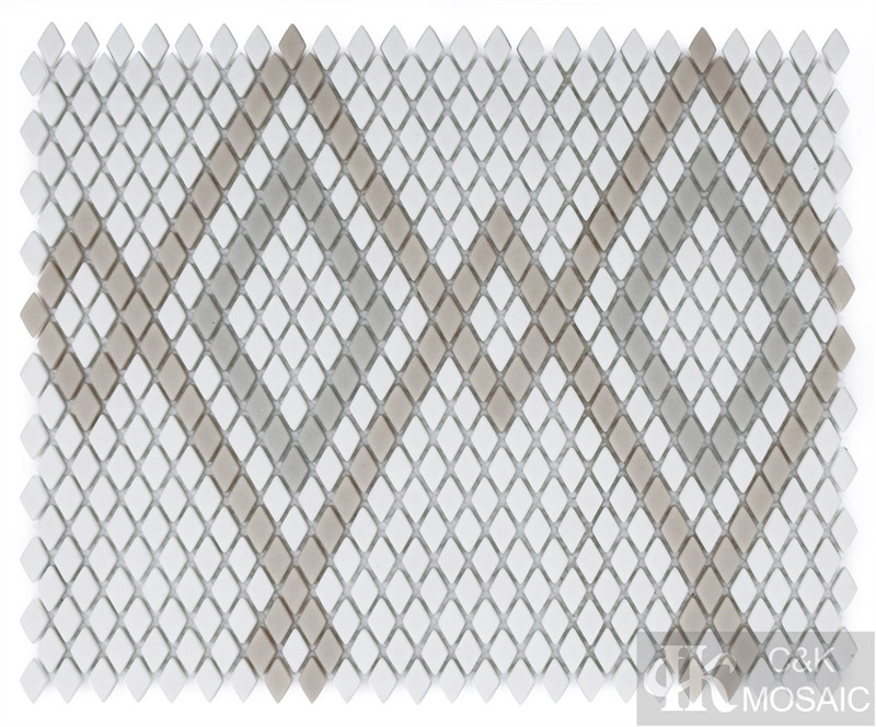 Special White and Beige Mixed Diamond Glass Mosaic Tile Design for Wall MS0131P