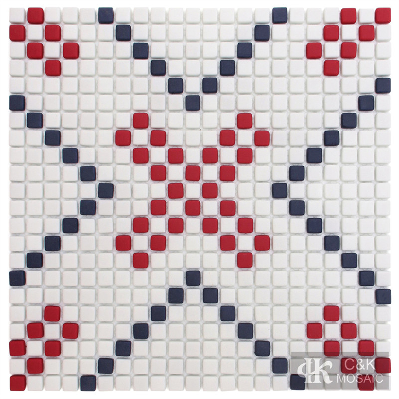 Special White and Red Mixed Square Glass Mosaic Tile Design for Wall and Floor MS0267P