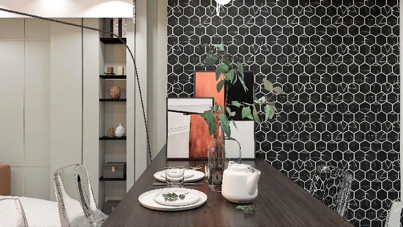 Modern Black Hexagon Glass Mosaic For Backsplash 73SHQA813