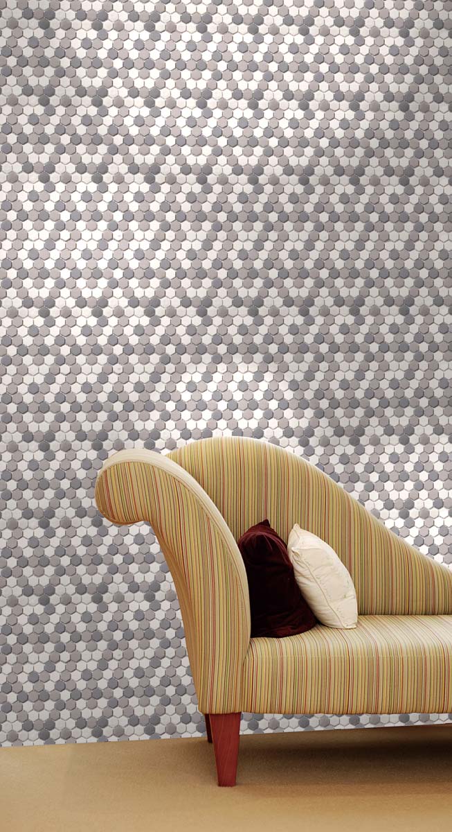 Modern Grey Mix Hexagon Glass Mosaic Tiles For Bathroom 23SHW48