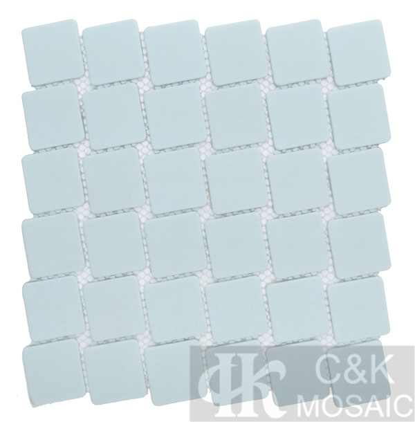 Hot Selling Light Blue Square Glass Mosaic Tiles For Bathroom 45SSM10R