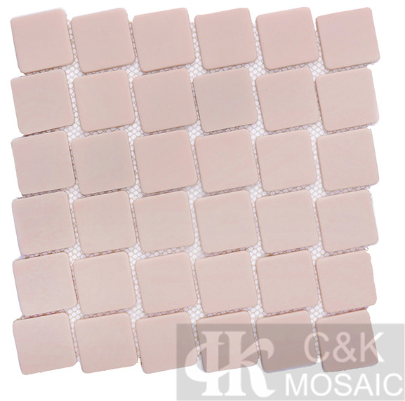 Beautiful Pink Square Glass Mosaic Tiles For Interior Walls 45SSM110R