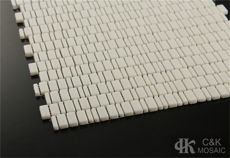 Eco-friendly White Rectangle Glass Mosaic Tiles For Accent Walls MSBM1009B