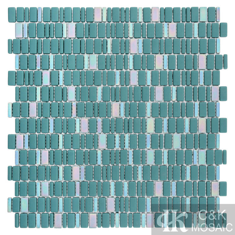 Vibrant Green Rectangle Glass Mosaic Tiles For Accent Walls MSBM6015B