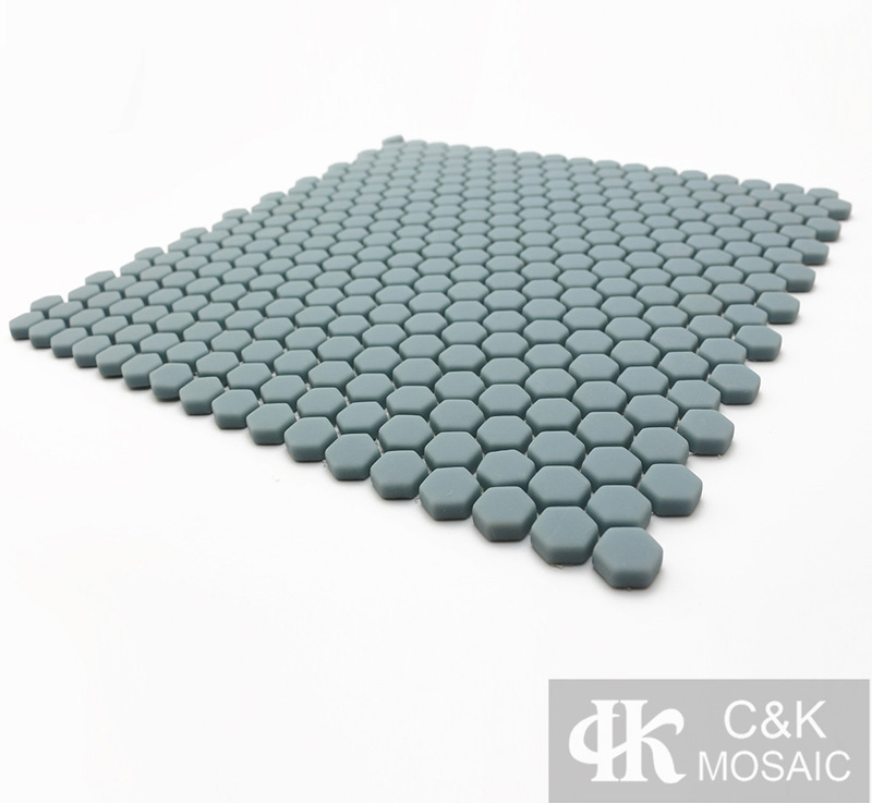 Durable Blue Hexagon Glass Mosaic Tiles For Backsplash SHM101