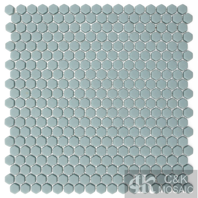 Durable Blue Hexagon Glass Mosaic Tiles For Backsplash SHM101