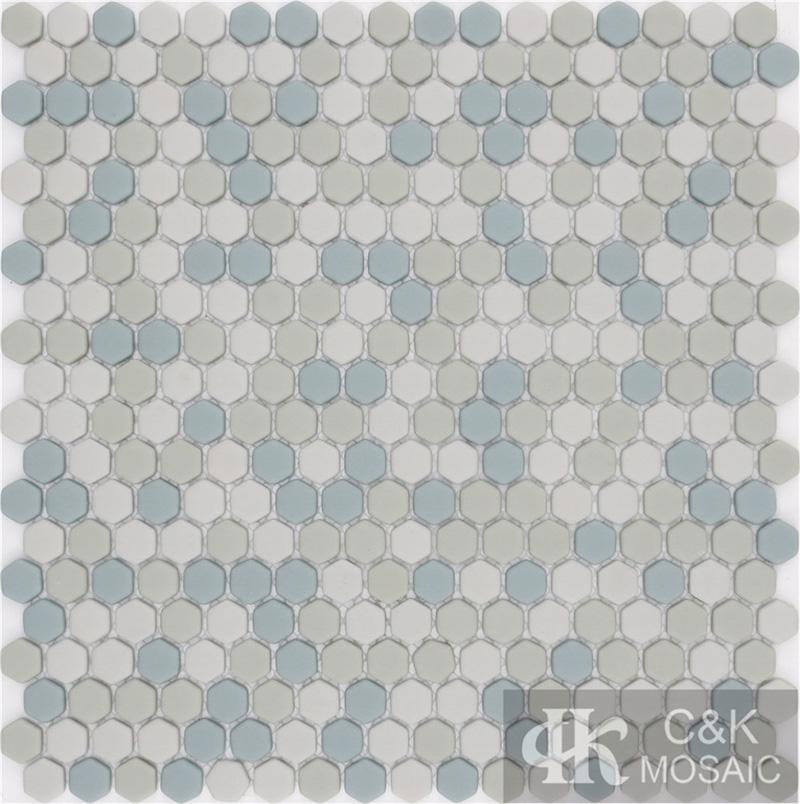 Matte Green Hexagon Glass Mosaic Tiles For Kitchen Backsplashes SHM97+SHM99+SHM101