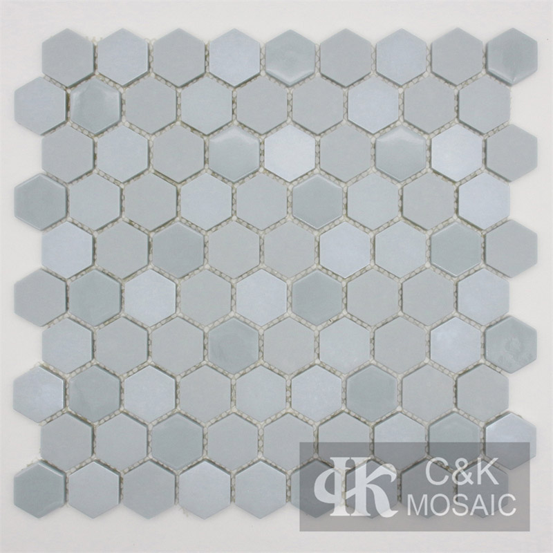 Chic Blue Hexagon Glass Mosaic For Shower Walls MSHW7008