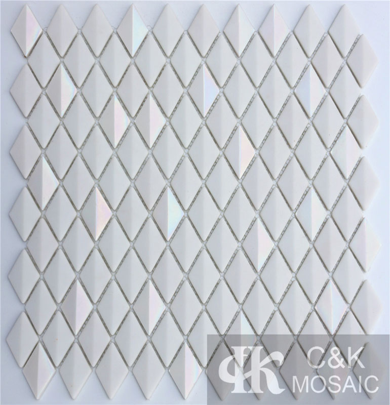 Stylish White Diamond Glass Mosaic For Shower Walls MSLN1005B