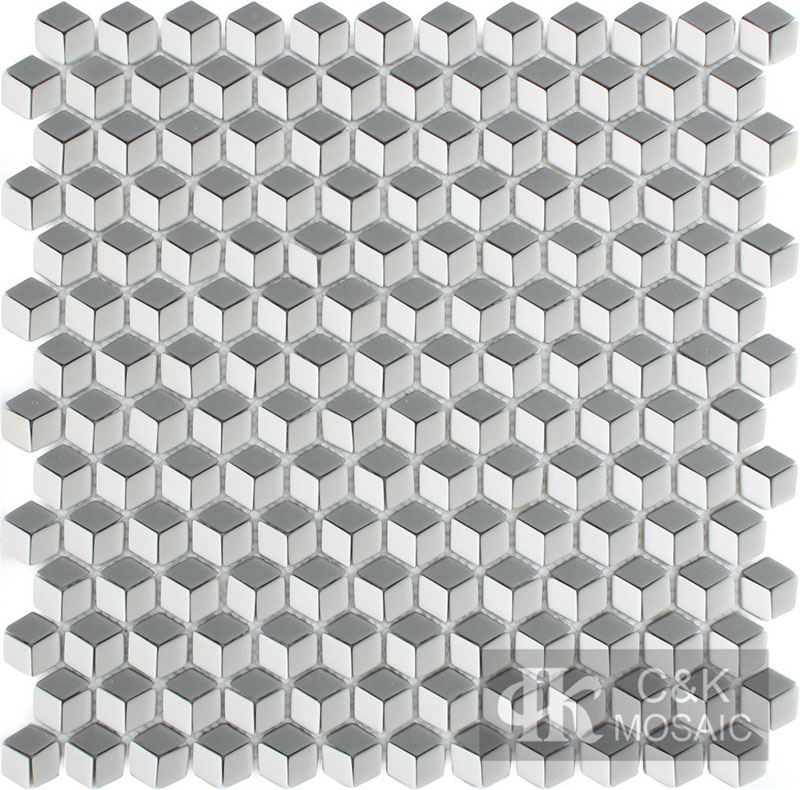 Artistic Grey Diamond Glass Mosaic For Shower Walls MSLM2010