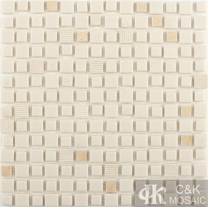 Unique Beige Square Glass Mosaic For Spa MSSW3017