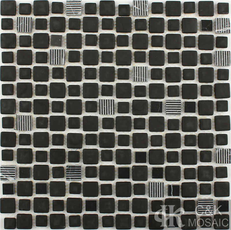 Minimalist Black Square Glass Mosaic Tiles For Accent Walls MSSW8011